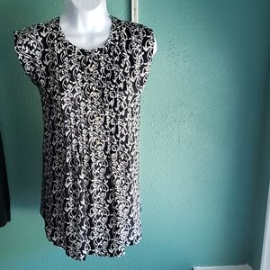 LOFT XL Navy & white sleeveless blouse